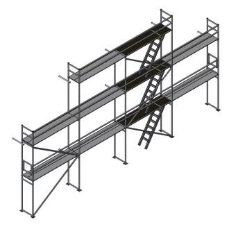   Fasadna skela u setovima za zabat kuće sa metalnim podnicama (6,4+2,0 m x 12 m)