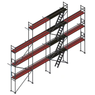   Fasadna skela u setovima za zabat kuće sa drvenim podnicama (8,4+2,0 m x 12 m)
