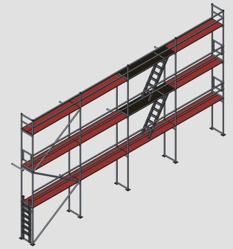 Homlokzati állvány szett 100,8 m2 fa pallóval (8,4 m x 12 m)