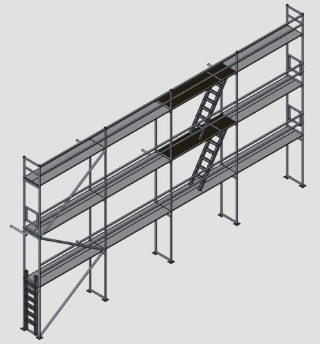 Homlokzati állvány szett 100,8 m2 fém pallóval (8,4 m x 12 m)