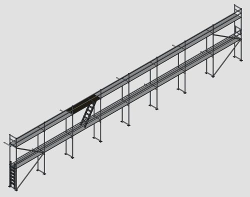 Homlokzati állvány szett 153,6 m2 fém pallóval (6,4 m x 24 m)