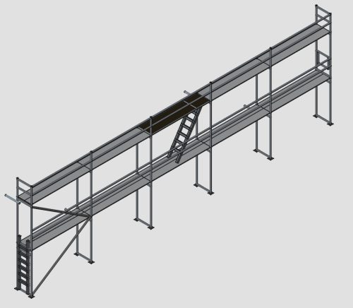 Homlokzati állvány szett 96 m2 fém pallóval (6,4 m x 15 m)